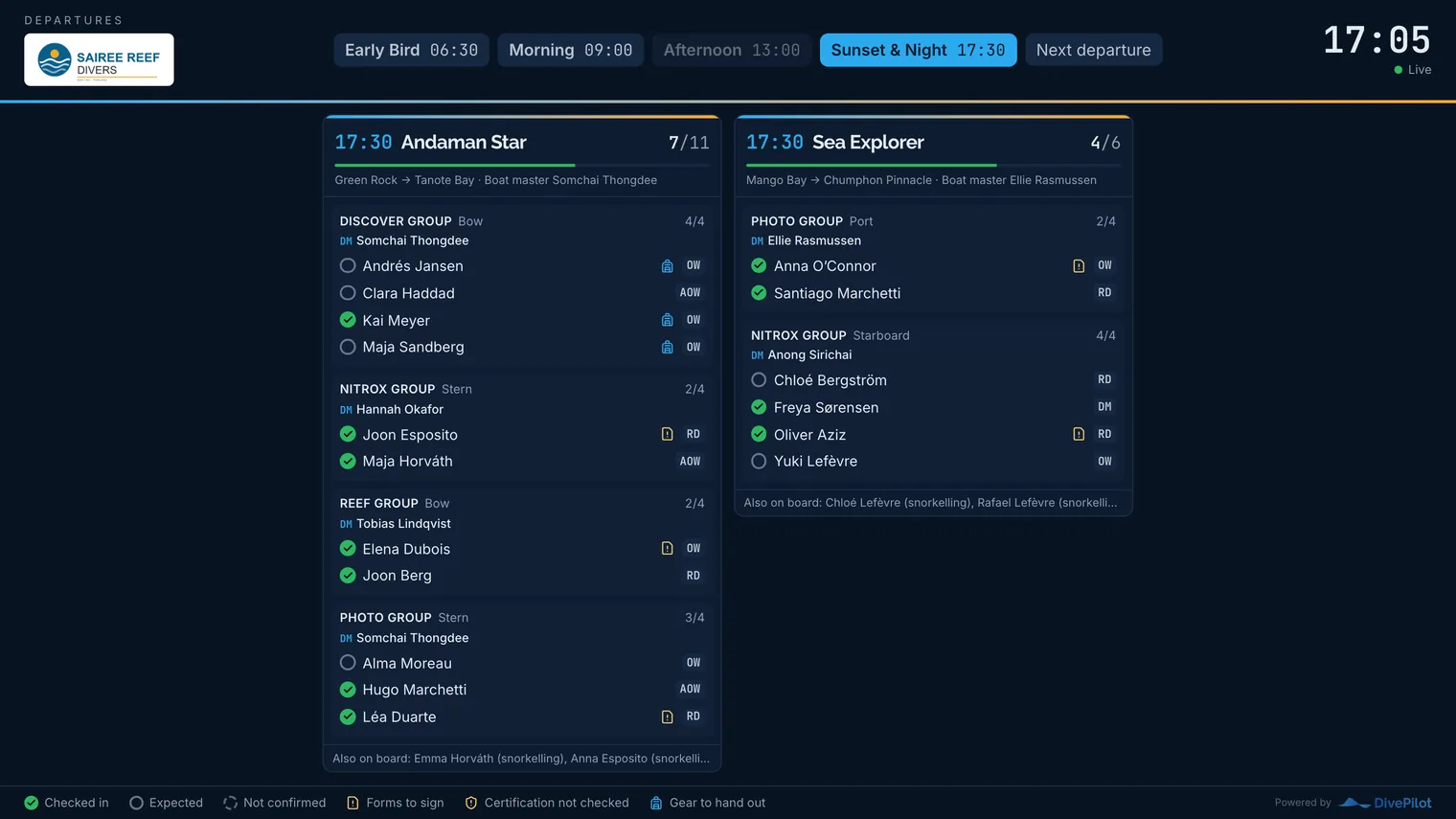 The same departure board in dark mode
